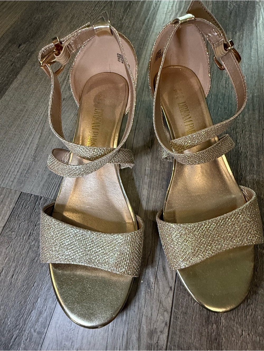 Dream Pairs Gold Metallic Strappy Heels